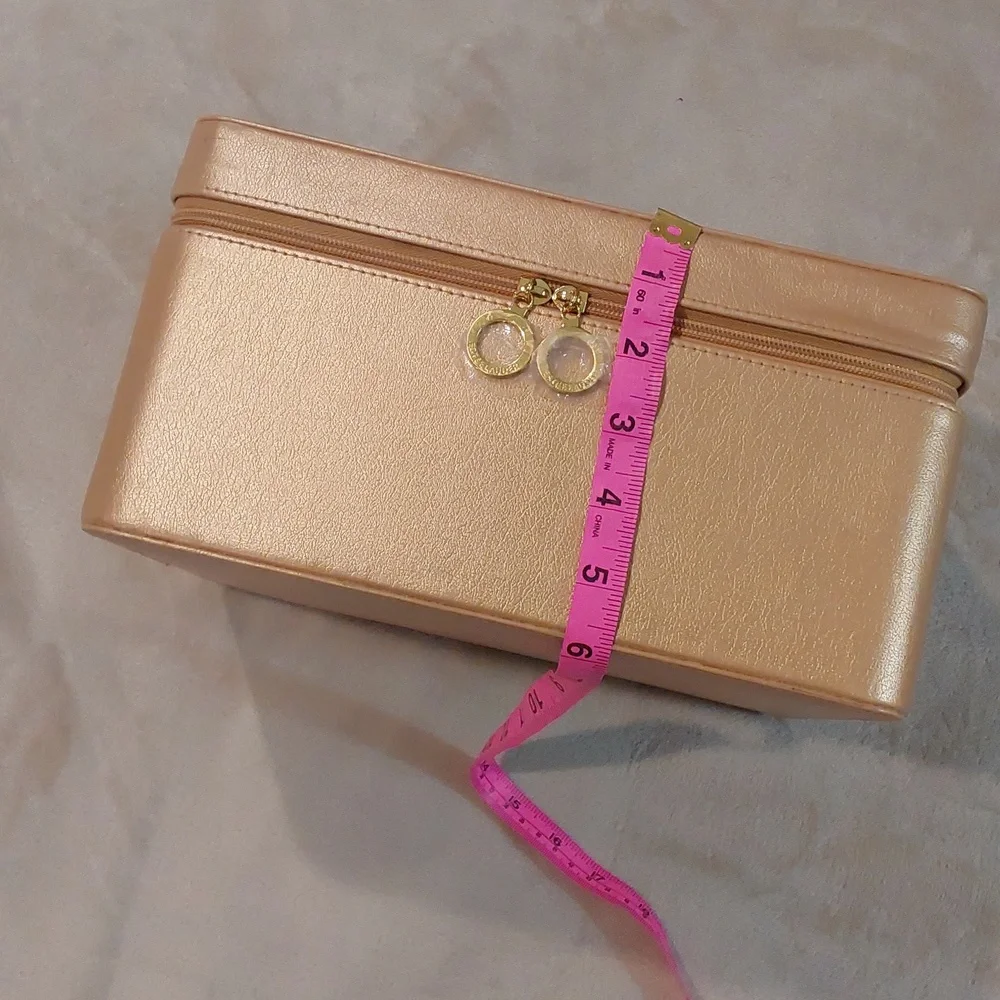 Vintage Gold Estee Lauder Makeup Storage Box Travel Box Red Interior - Picture 15 of 16
